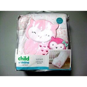 Carter's Child Of Mine Pink Owl Bird & Friends Knit Quilt 32 x 42